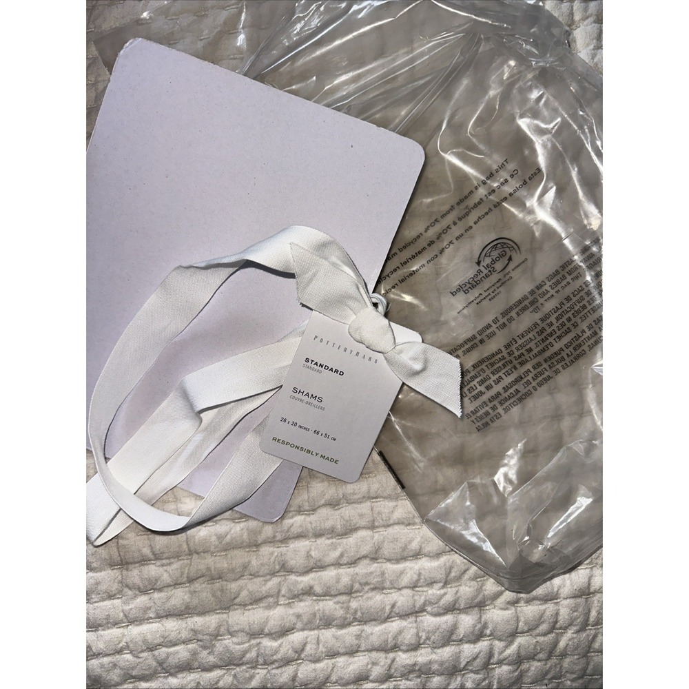 Pottery Barn Harper Blue Standard Pillow Shams Pair Cotton Classic Bedding NWT - Picture 4 of 4